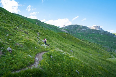 Wanderer auf den Pfaden von Tignes